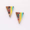 4pcs Epoxy Resin Pendants, Triangle Translucent Yellow Resin Findings, Wood and Resin Pendant, Color Blocked, Diamond Charm