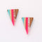 4pcs Epoxy Resin Pendants, Triangle Translucent Hot Pink Resin Findings, Wood and Resin Pendant, Color Blocked, Diamond Charm