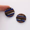 4pcs Epoxy Resin Pendants, Round Translucent Blue Resin Findings, Wood and Resin Pendant, Color Blocked, Large Round Charm