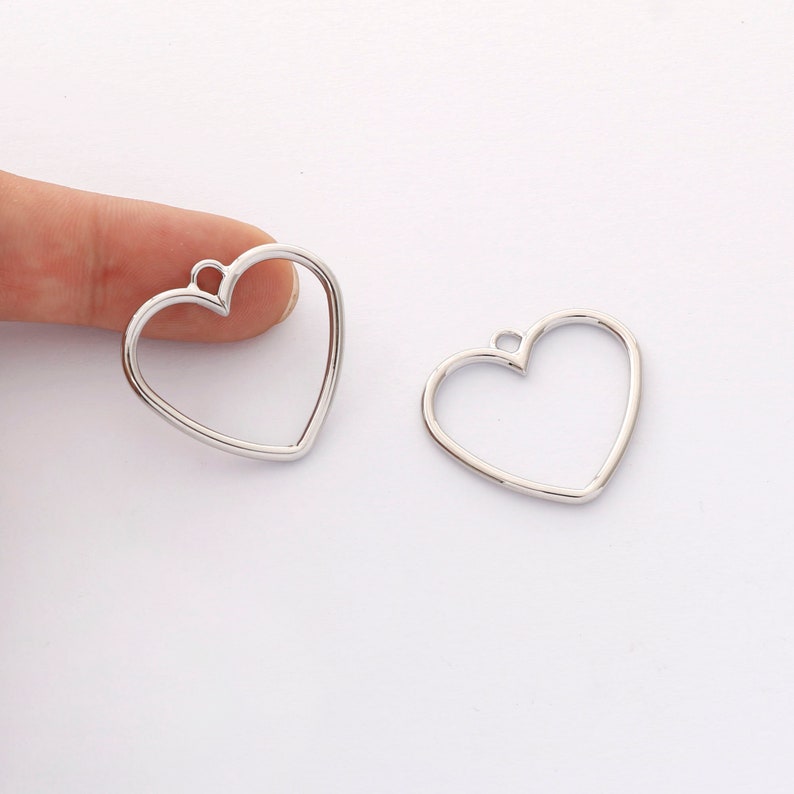 10PCS. Platinum Plated Heart Charm, Hollow Heart Pendant,Brass Finding,Earring Jewelry DIY Material