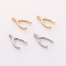 10pcs Real Gold Plated Brass Charm, Wish Bone Charm Pendant,Tiny Mini Wish Charm , Gold Wishbone