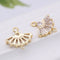 10pcs cz pave Fan Shape charm, 13x14mm small fan bracelet necklace pendant,pave charm,real gold plated over brass