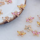 10pcs butterfly cz pave charm, Butterfly bracelet necklace pendant,pave charm,real gold plated over brass