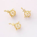 10pcs Real Gold Plated Planet Charm Zircon Planet Pendant