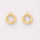 10pcs Real 18K Gold Plated Hollow Round Charm, Zircon Circle Pendant, High Quality Nickel Free