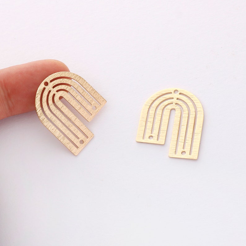 6pcs Real Gold Plated U Shape Charm,Gold Initial Charm,Vermeil Semicircle Pendant,Gold Tone, High Quality Nickel Free