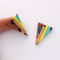 4pcs Epoxy Resin Pendants, Triangle Translucent Yellow Resin Findings, Wood and Resin Pendant, Color Blocked, Diamond Charm