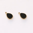 2pcs Stainless Steel Teardrop Charm, Tiny Mini Natural Stone Teardrop Pendant,High quality electroplating