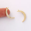 6pcs Nickel Free Real 18K Gold Plated Moon Charm,Gold Initial Charm,Vermeil moon Pendant,cz pave moon Charm