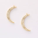 6pcs Nickel Free Real 18K Gold Plated Moon Charm,Gold Initial Charm,Vermeil moon Pendant,cz pave moon Charm