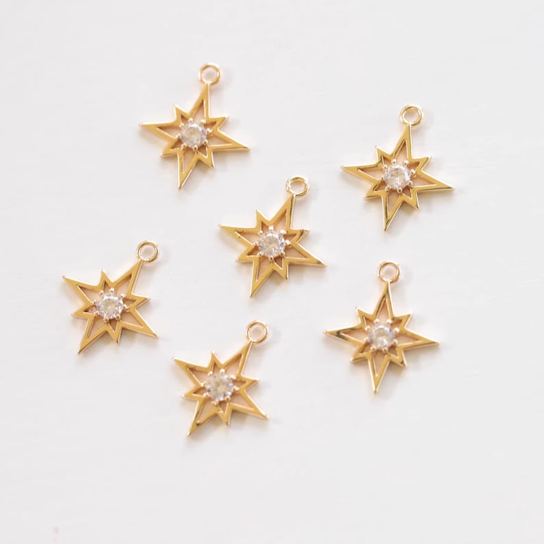 10pcs north star zircon Charm pendant, Zircon Charm, CZ Pave Pendant Charm, earrings bracelet necklace pendant Jewelry Making