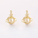 10pcs Real Gold Plated Planet Charm Zircon Planet Pendant