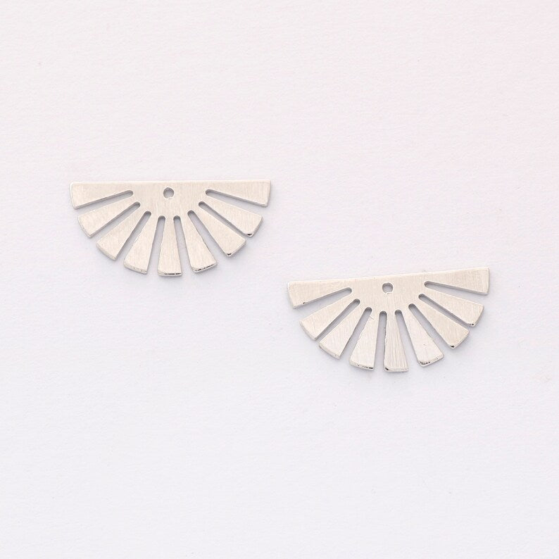 10pcs Platinum Plated Fan Charm,Gold Initial Charm,Vermeil Semicircle Pendant,Silver Tone, High Quality Nickel Free