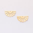 10pcs Real Gold Plated Fan Charm,Gold Initial Charm,Vermeil Semicircle Pendant,Gold Tone, High Quality Nickel Free