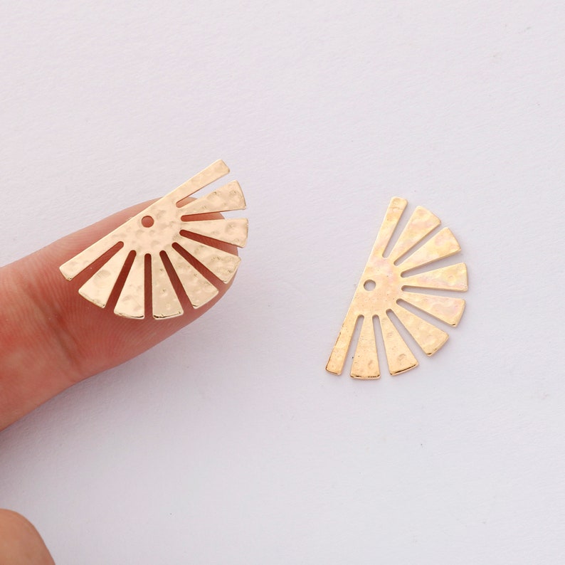 10pcs Real Gold Plated Fan Charm,Gold Initial Charm,Vermeil Semicircle Pendant,Gold Tone, High Quality Nickel Free