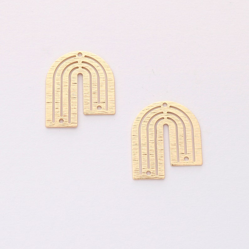 6pcs Real Gold Plated U Shape Charm,Gold Initial Charm,Vermeil Semicircle Pendant,Gold Tone, High Quality Nickel Free