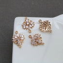 10pcs cz pave flower charm, bracelet necklace pendant,pave charm, gold plated over brass, crystal pendant