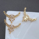 10pcs wing Zirconia Connecto Charm Pedant , CZ Pave flower Pendant, Rhinestone Charm