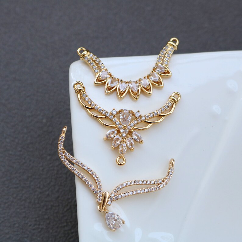 10pcs wing Zirconia Connecto Charm Pedant , CZ Pave flower Pendant, Rhinestone Charm