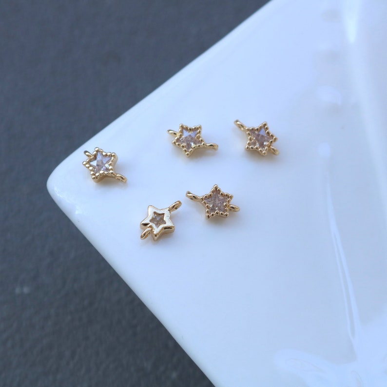 10pcs Five pointed star zircon Connecto Charm pendant, 6mm Zircon Charm, Star CZ Pave Pendant necklace Jewelry Making