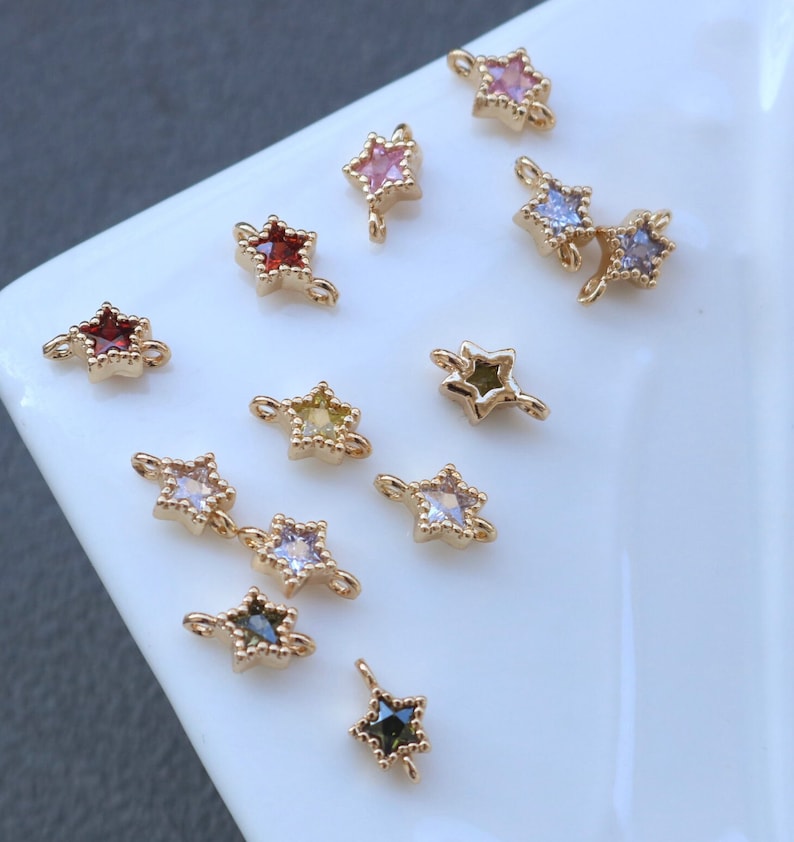 10pcs Five pointed star zircon Connecto Charm pendant, 6mm Zircon Charm, Star CZ Pave Pendant necklace Jewelry Making