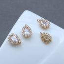 10pcs crown CZ Pave Charm, teardrop Zircon Connector Pendant , Jewelry Making, Zircon Leaves Material Craft Supplies