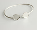 2pcs Heart-12mm stainless steel bracelet Base Settings, Bezel bracelet blanks Cabochon trays