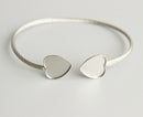 2pcs Heart-12mm stainless steel bracelet Base Settings, Bezel bracelet blanks Cabochon trays