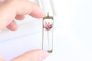 1pcs Handmade Rectangular Resin Leaves pressed flower pendant necklace