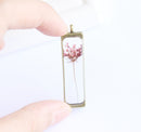 1pcs Handmade Rectangular Resin Leaves pressed flower pendant necklace