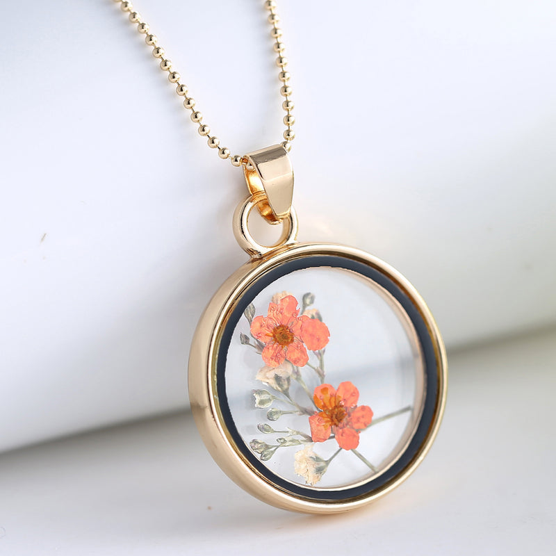 1pcs Pressed Flower Pendant Necklace