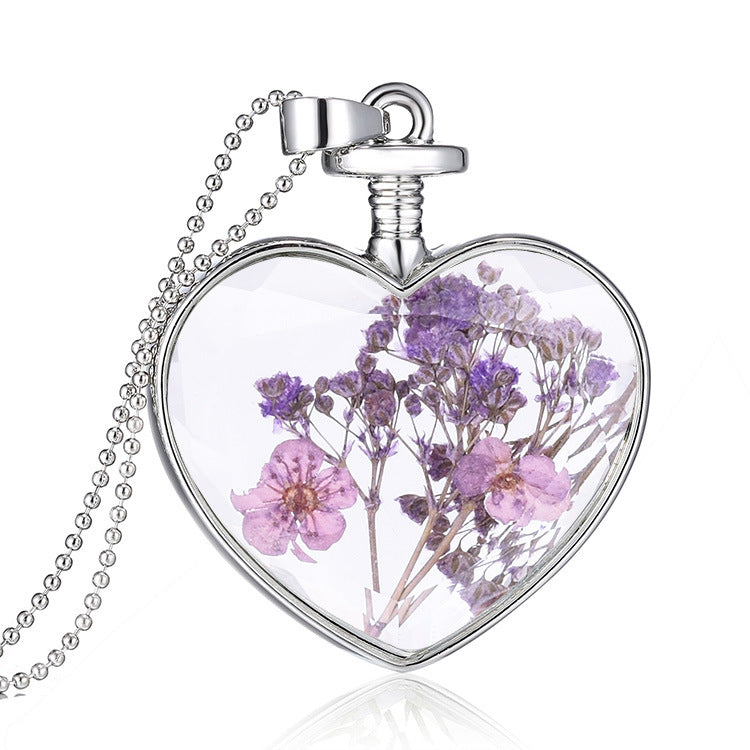 1pcs Pressed Flower Pendant Necklace