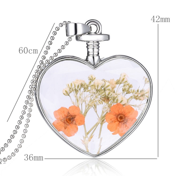 1pcs Pressed Flower Pendant Necklace