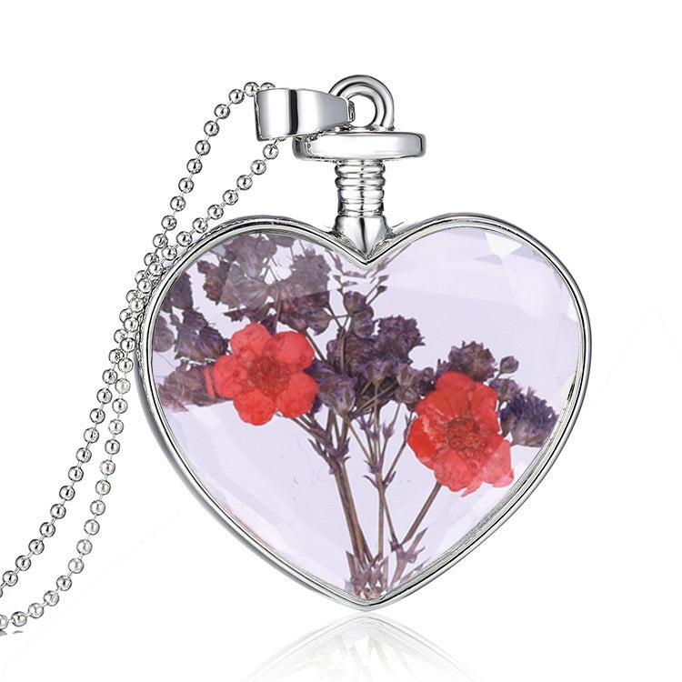 1pcs Pressed Flower Pendant Necklace