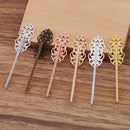 20pcs brass plating  Bobby Pins Leaves Flower Filigree Pad, Flower Hair Findings, Hair Accessories