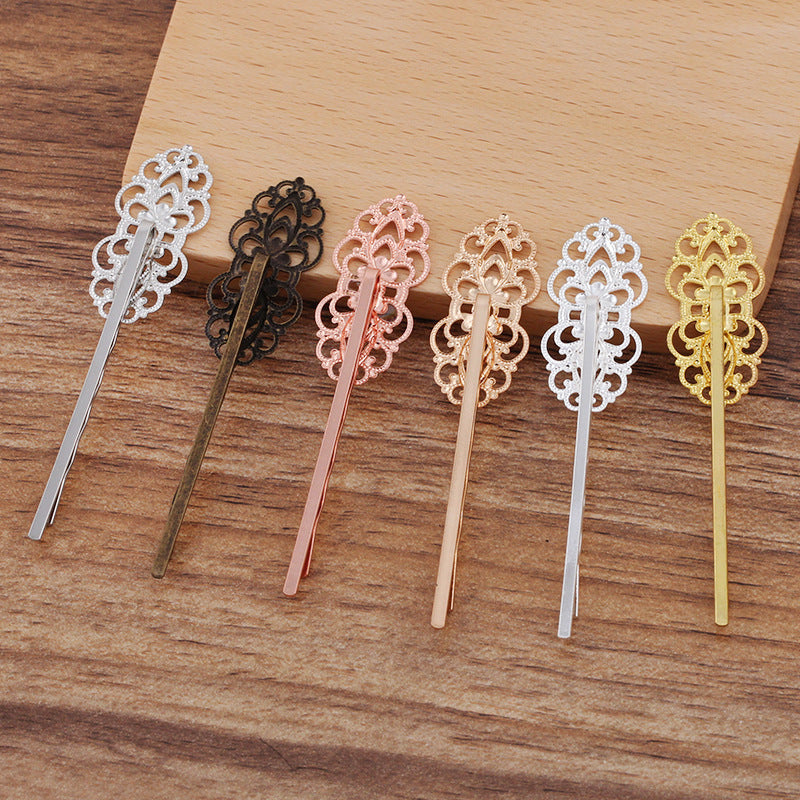 20pcs brass plating  Bobby Pins Leaves Flower Filigree Pad, Flower Hair Findings, Hair Accessories