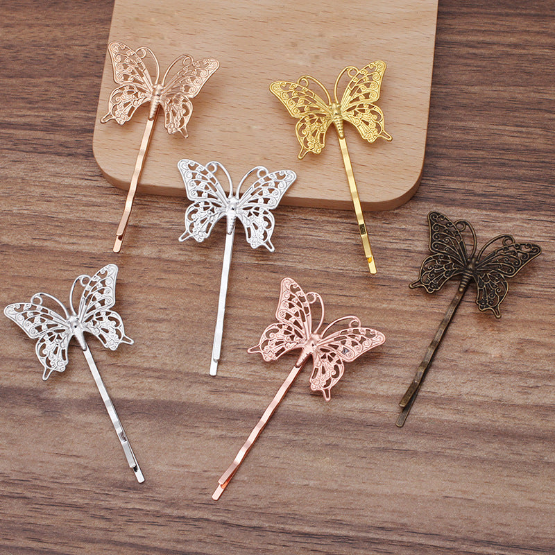 20pcs butterfly Bobby Pins Leaves Flower Filigree Pad, Flower Hair Findings, Hair Accessories