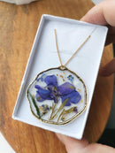 1pcs  Gold leaf pressed flower Pendant Necklace