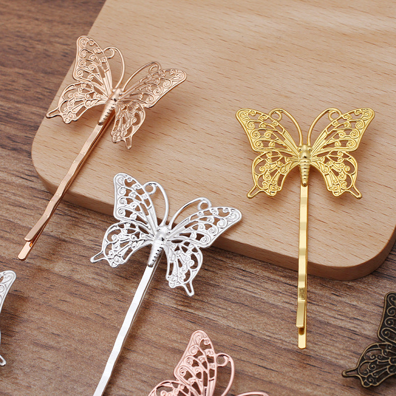 20pcs butterfly Bobby Pins Leaves Flower Filigree Pad, Flower Hair Findings, Hair Accessories