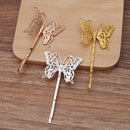 20pcs butterfly Bobby Pins Leaves Flower Filigree Pad, Flower Hair Findings, Hair Accessories