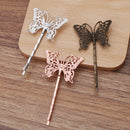 20pcs butterfly Bobby Pins Leaves Flower Filigree Pad, Flower Hair Findings, Hair Accessories