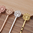 20pcs brass plating Bobby Pins Leaves Flower Filigree Pad, Flower Hair Findings,Hair Accessories