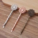 20pcs brass plating Bobby Pins Leaves Flower Filigree Pad, Flower Hair Findings,Hair Accessories