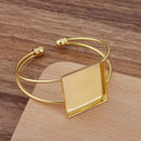 5pcs Brass 25mm square bracelet blanks, Bracelet Settings Bezel Bangle Bracelet Bases