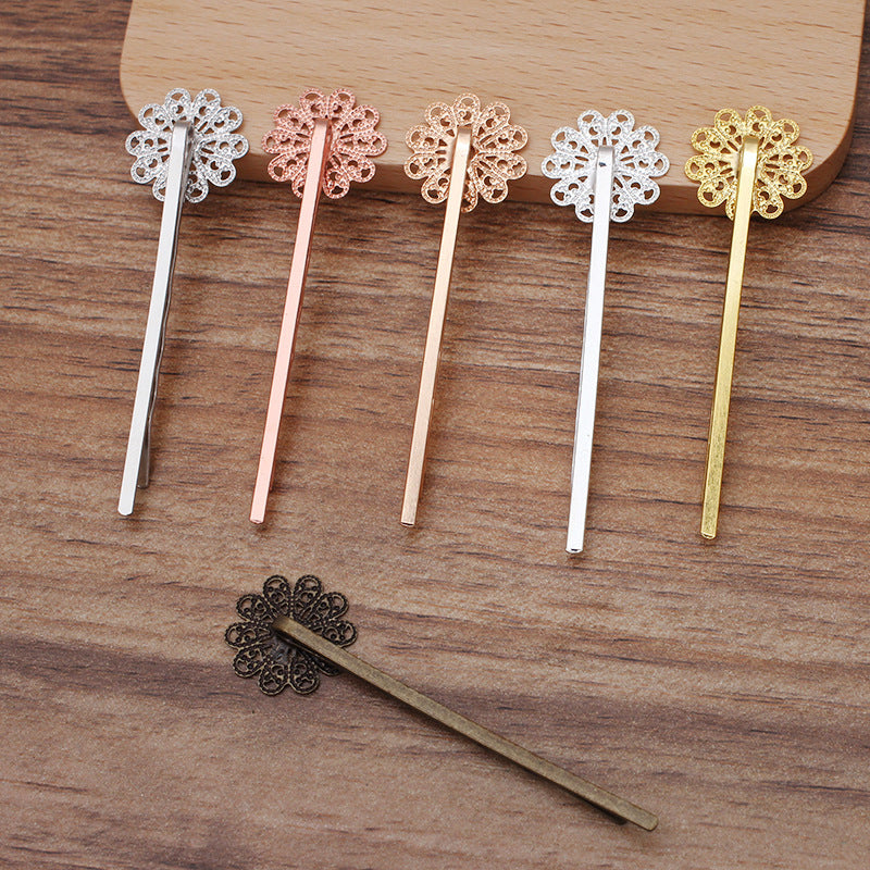 20pcs brass plating Bobby Pins Leaves Flower Filigree Pad, Flower Hair Findings,Hair Accessories