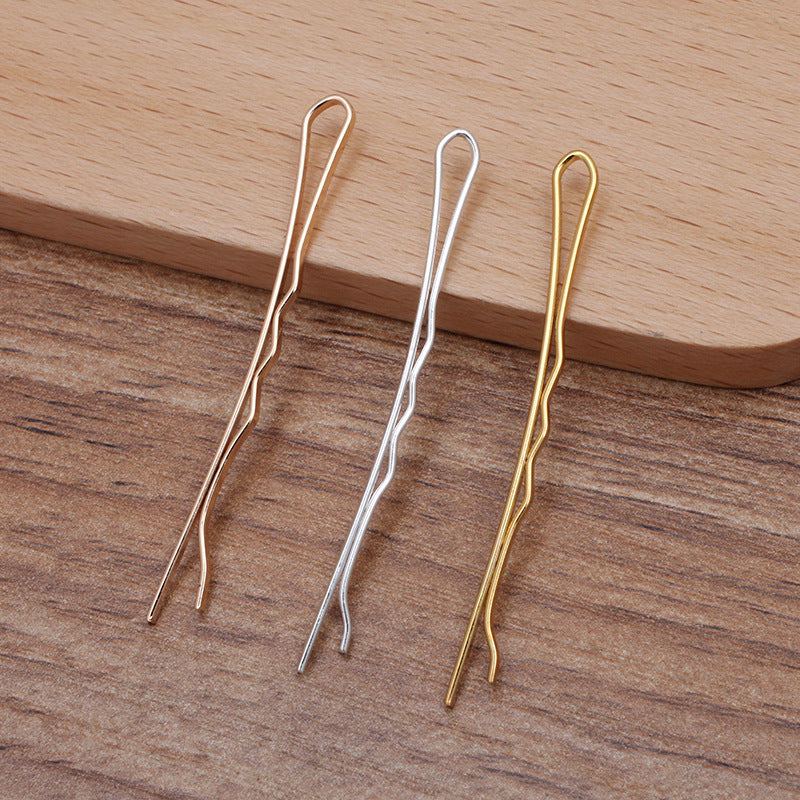 100pcs Hair Pins, Brass Bobby Pin with Ring, DIY Hairpin Hair Pins, Jewelry Vintage Blank Hairpin