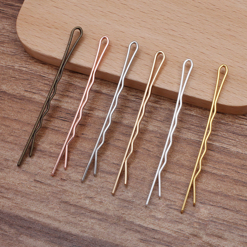 100pcs Hair Pins, Brass Bobby Pin with Ring, DIY Hairpin Hair Pins, Jewelry Vintage Blank Hairpin