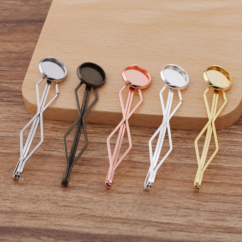 20pcs Hair Clips 12mm Bezel, Cabochon Base Blank Hairpin, Hair Clips, Blank Bobby Pins Tray, Hair Accessories