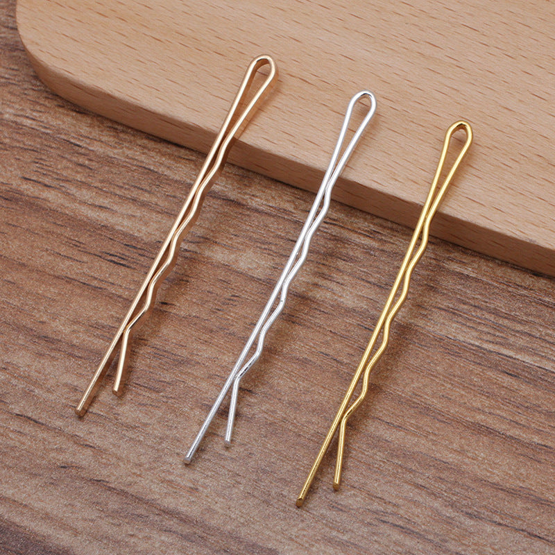 100pcs Hair Pins, Brass Bobby Pin with Ring, DIY Hairpin Hair Pins, Jewelry Vintage Blank Hairpin