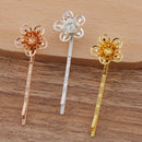 20pcs brass plating  Bobby Pins Leaves Flower Filigree Pad, Flower Hair Findings, Hair Accessories